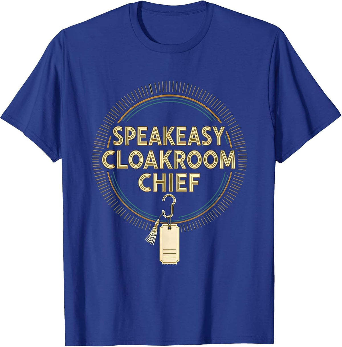 Speakeasy Cloakroom Chief Art Deco Roaring 20s Party T-Shirt - Royal Blue