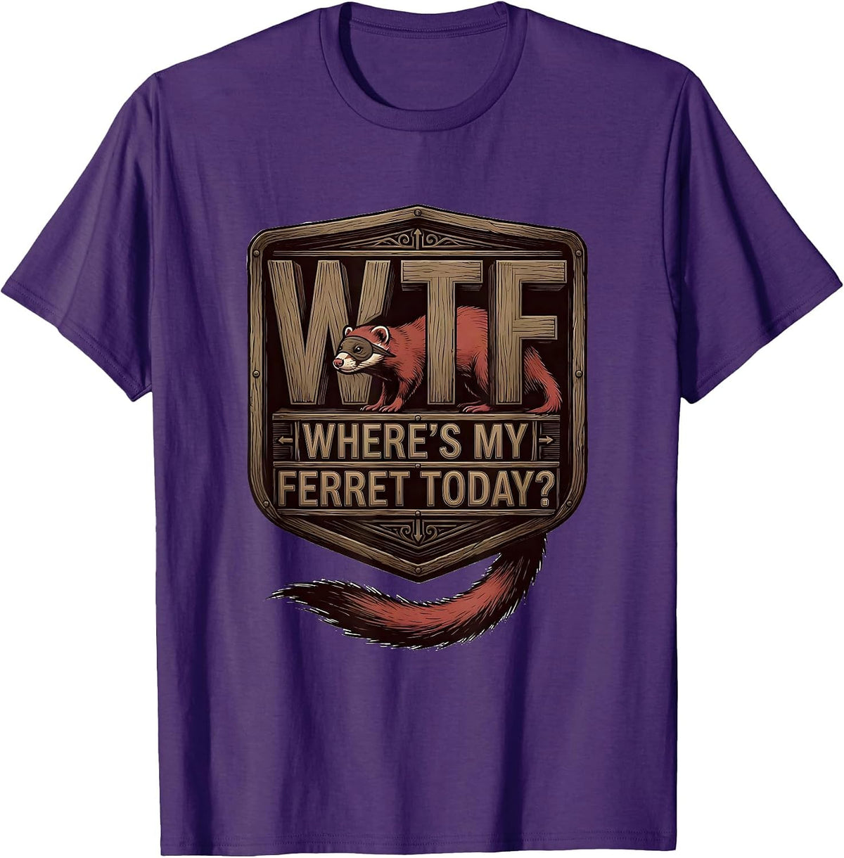 Men's WTF Where's My Ferret Today Funny Ferret Lover Christmas T-Shirt - Purple