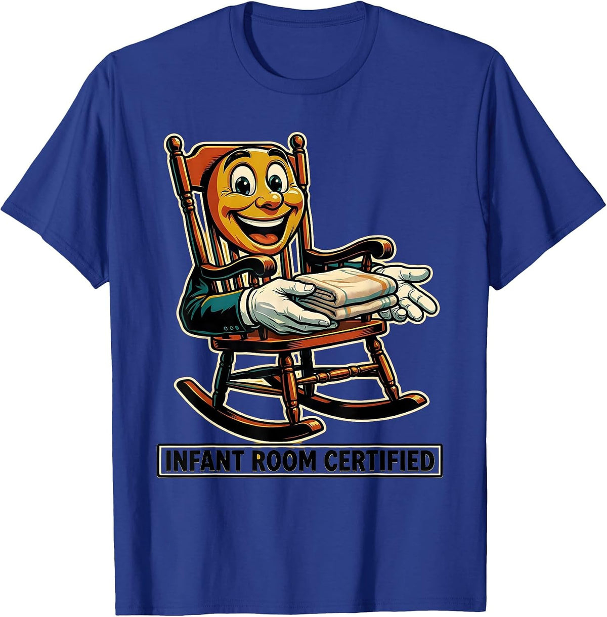 Men's Infant Room Certified Retro Daycare Provider Teacher Humor T-Shirt - Royal Blue