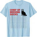 Men's Chief of Missing Socks Funny Ferret Lover Gift Christmas T-Shirt - Baby Blue