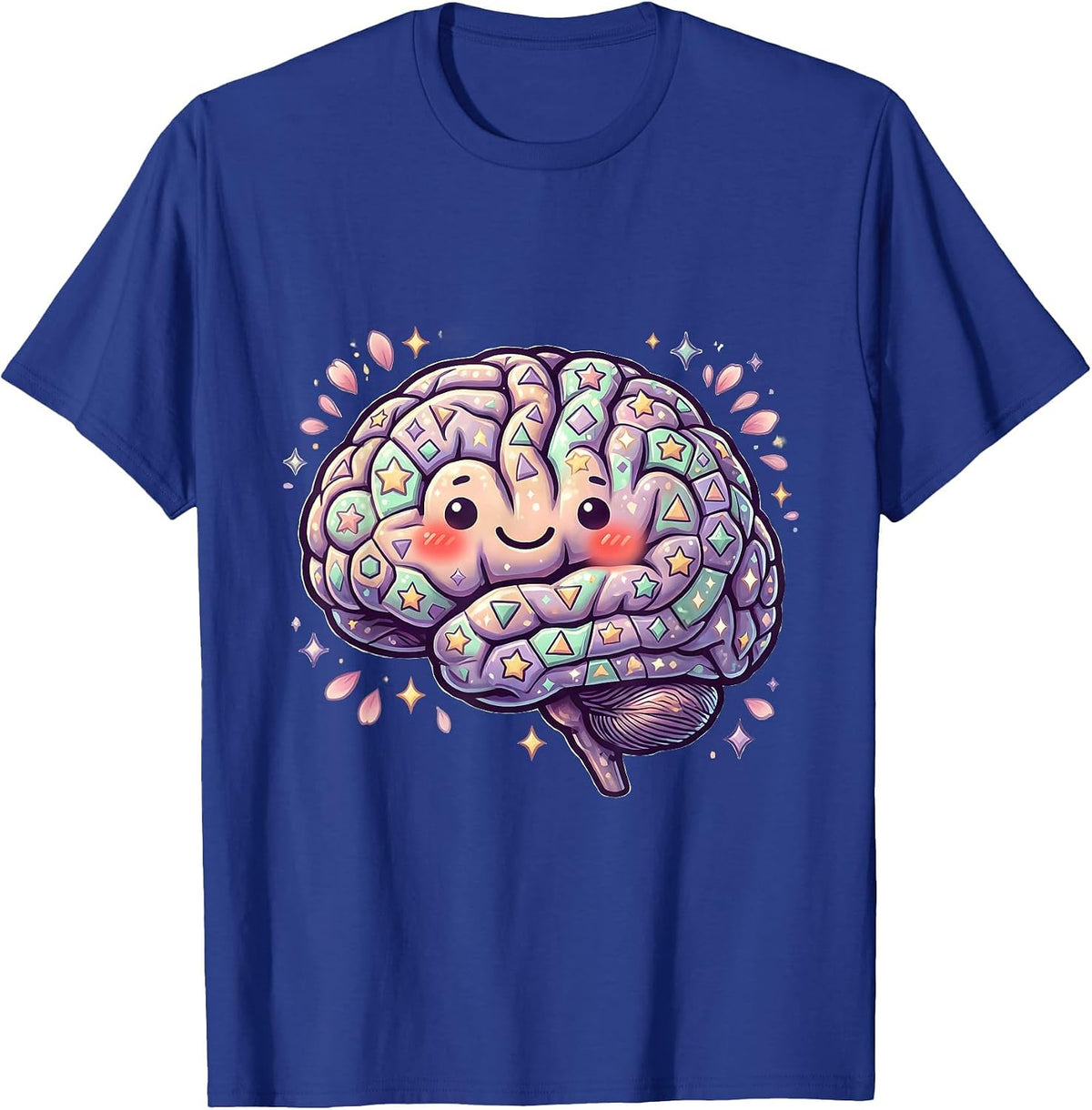 Men's Autism Awareness Geometric Brain Art Design T-Shirt - Royal Blue