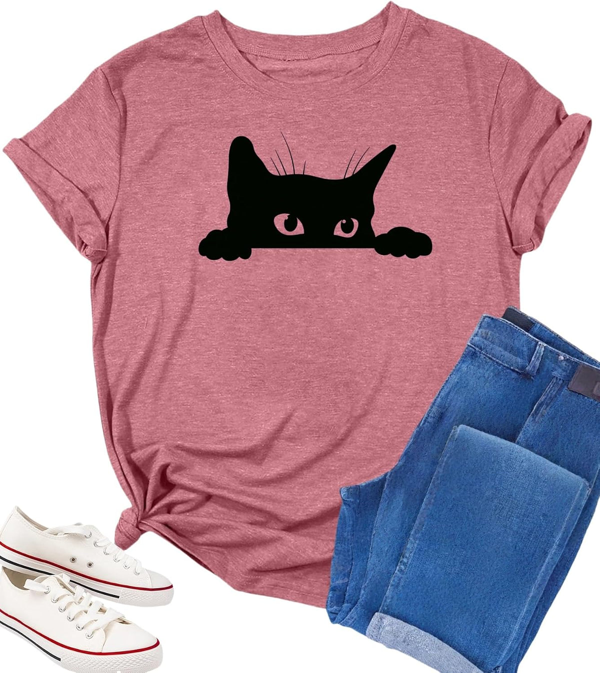 Cat Shirt Cat Shirts for Women Funny Black Cat Tshirt Pet Lover Gifts Shirts Cute Graphic Tee Blouse Graphic Casual Tops -