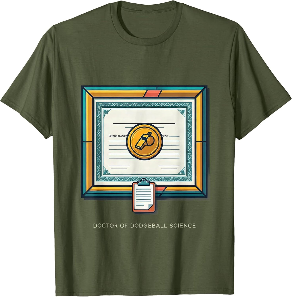 Doctor of Dodgeball Science Funny PE Teacher Back To School T-Shirt - Olive Green