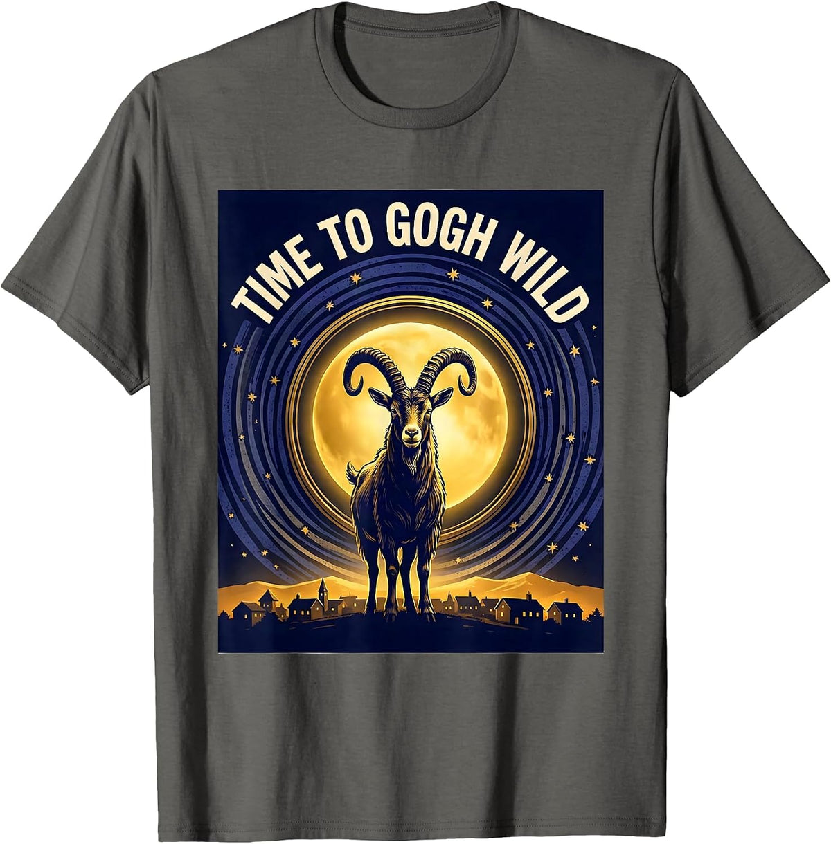 Men's Time To Gogh Wild Whimsical Art Parody Pet Lover Gift T-Shirt - Asphalt Grey