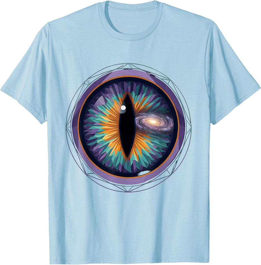 Men's Cat Eye Galaxy Reflection Cosmic Universe Art T-Shirt - Baby Blue