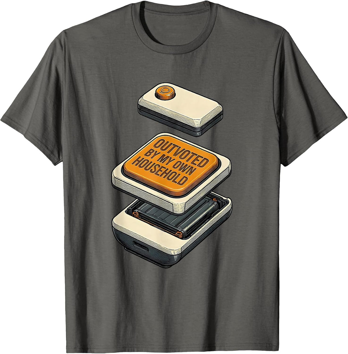 Outvoted By My Own Household Funny Family Sarcasm Dad Gift T-Shirt - Asphalt Grey