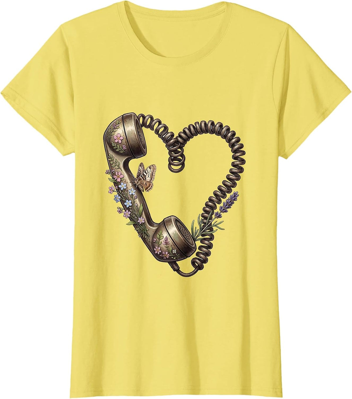 Social Worker Heart Telephone Receiver Graphic T-Shirt - Lemon Yellow