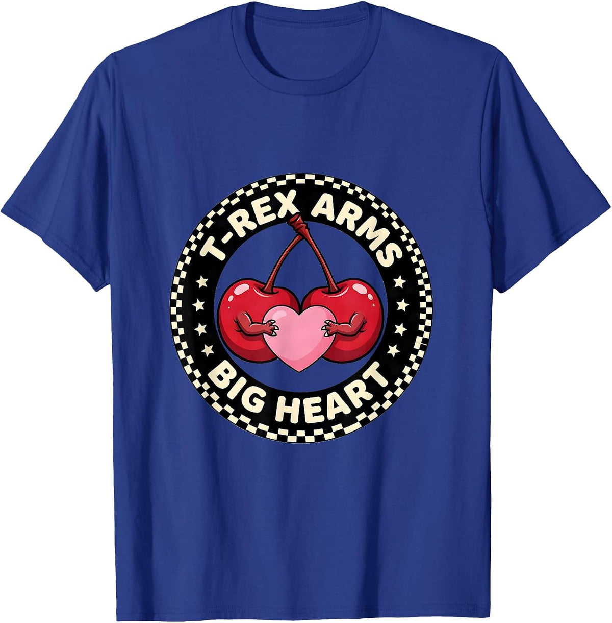 T-Rex Arms Big Heart Funny Dinosaur Design T-Shirt - Royal Blue