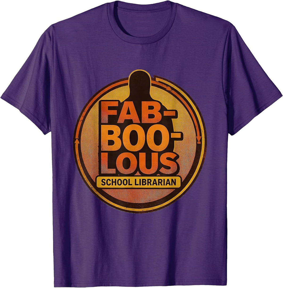 Fab-Boo-Lous School Librarian Retro 70s Halloween Costume T-Shirt - Purple