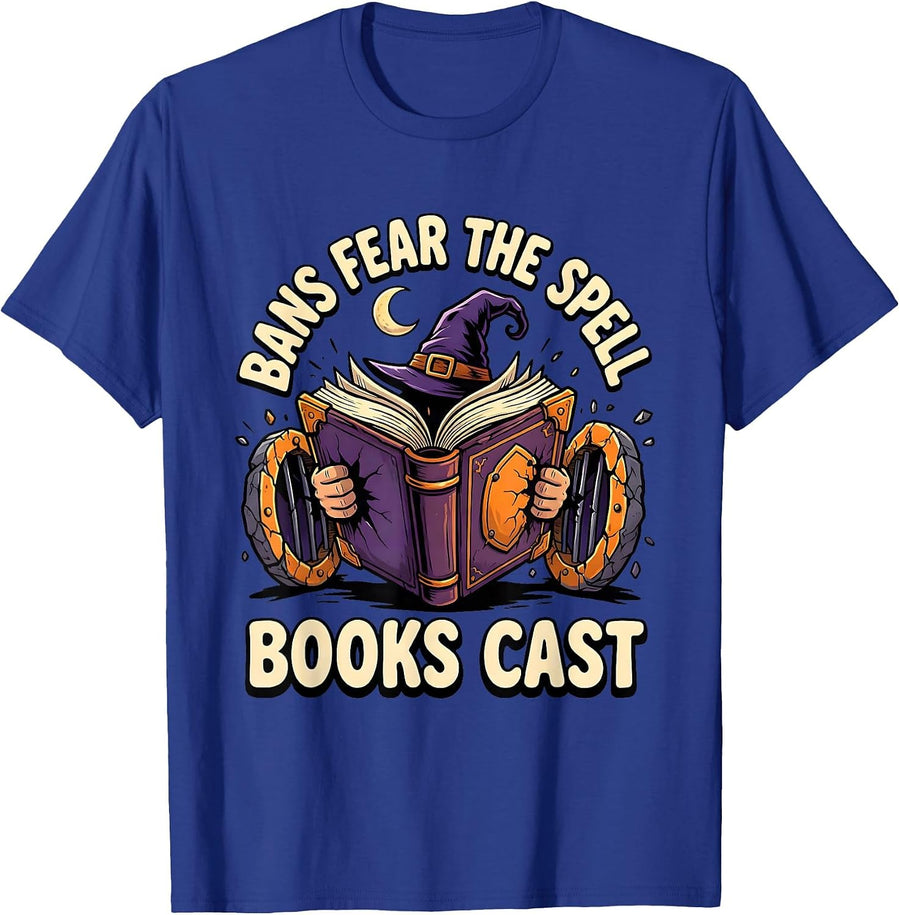 Bans Fear The Spell Books Cast Cartoon Witch Halloween T-Shirt - Royal Blue