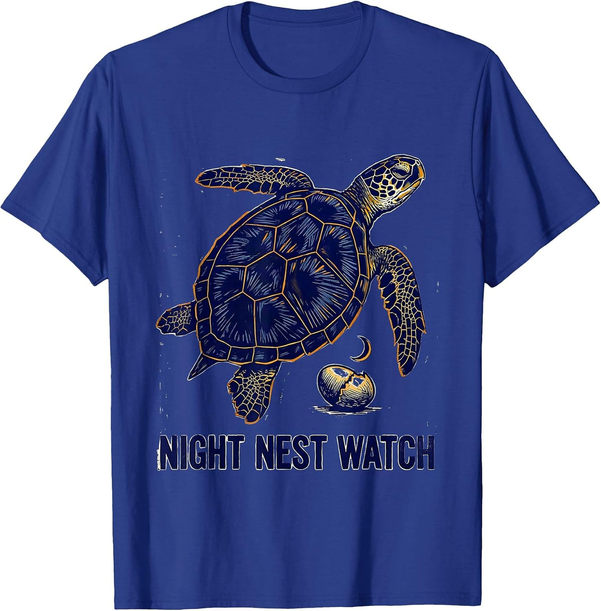 Night Nest Watch Vintage Sea Turtle Lover Artwork T-Shirt - Royal Blue