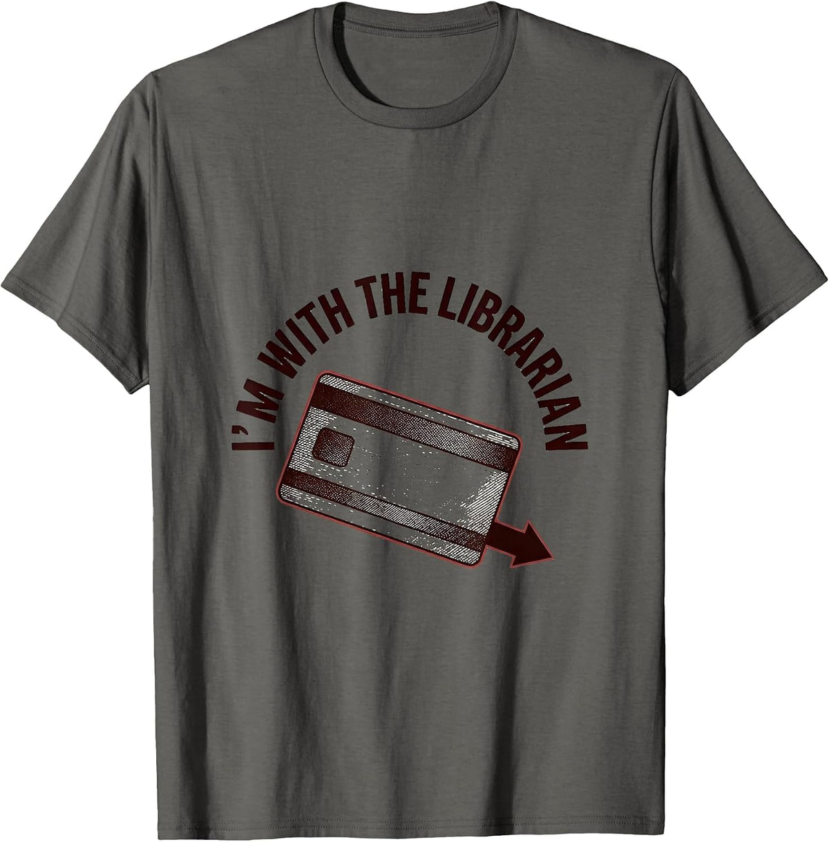 I'm With The Librarian Crosshatch Etching Halloween Group T-Shirt - Asphalt Grey