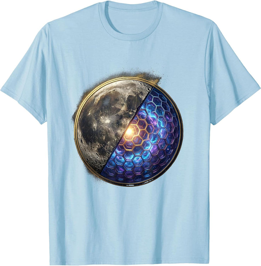 Men's Moon Honeycomb Cross Section Graphic Design T-Shirt - Baby Blue