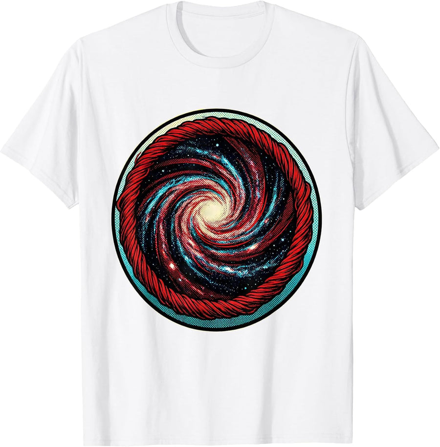 Men's Baseball Unraveling Into Galaxy Spiral Art T-Shirt - White