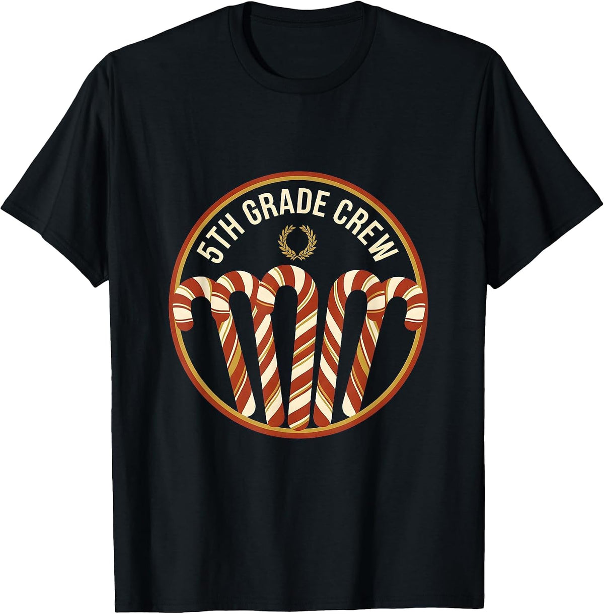 Men's 5th Grade Crew Retro Teacher Christmas Classroom Humor T-Shirt - Black