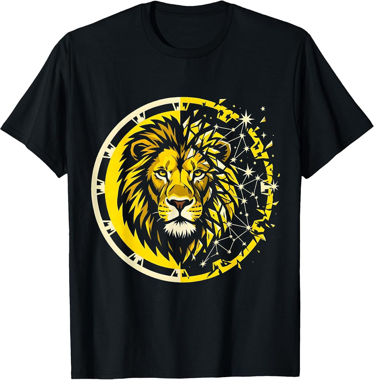 Men's Lion Constellation Dissolving Into Stars Graphic T-Shirt - Black