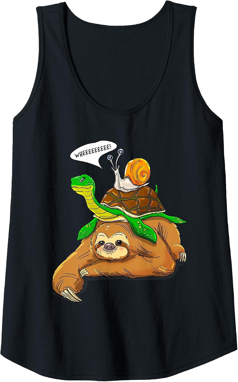 Sloth Turtle Snail Funny Humor Cute Animal Lover Tank Top - Black