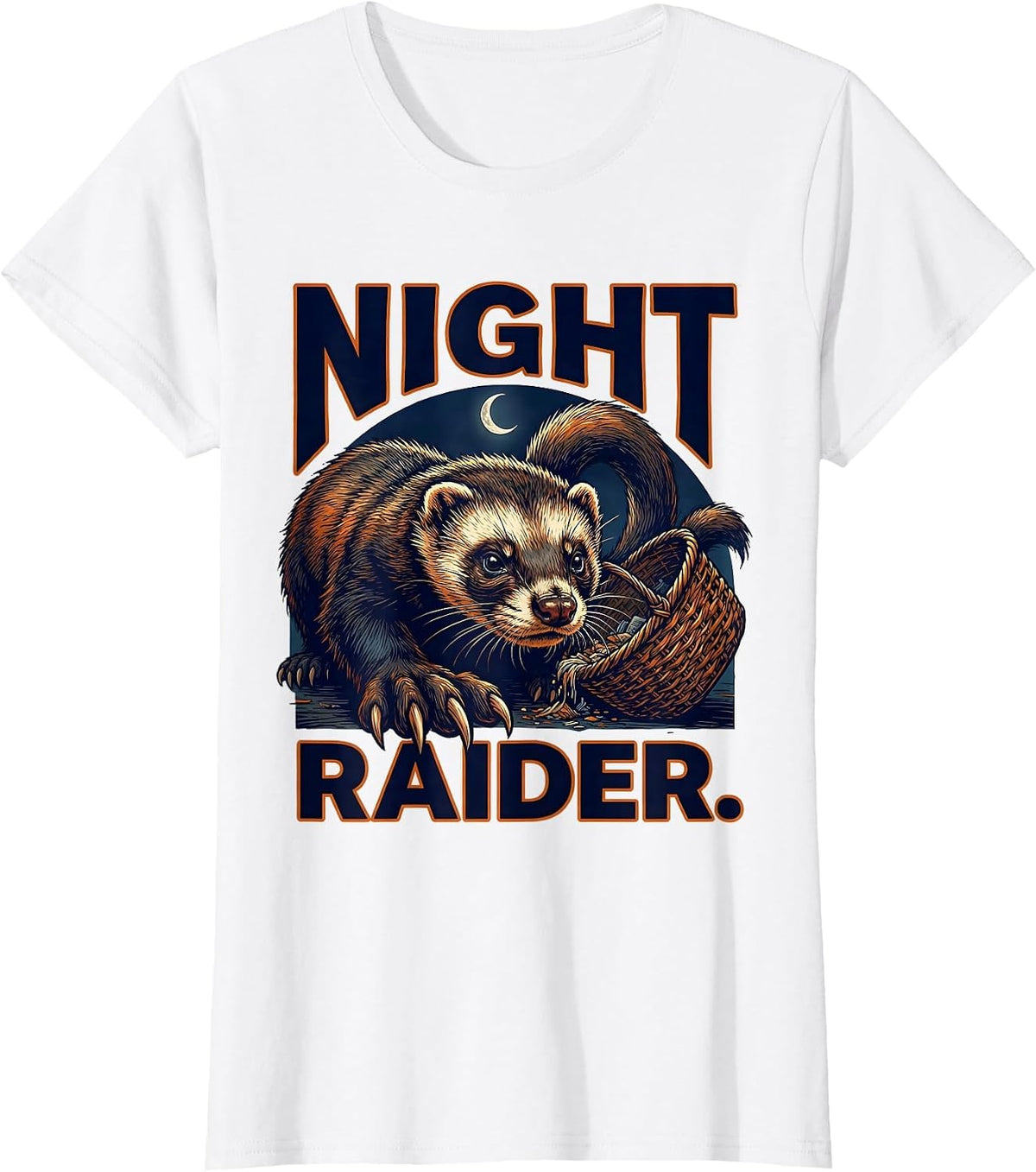 Night Raider Funny Ferret Lover Gift T-Shirt - White