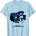 Men's Certified Couch Surrenderer Funny Great Dane Dog Owner Breed T-Shirt - Baby Blue