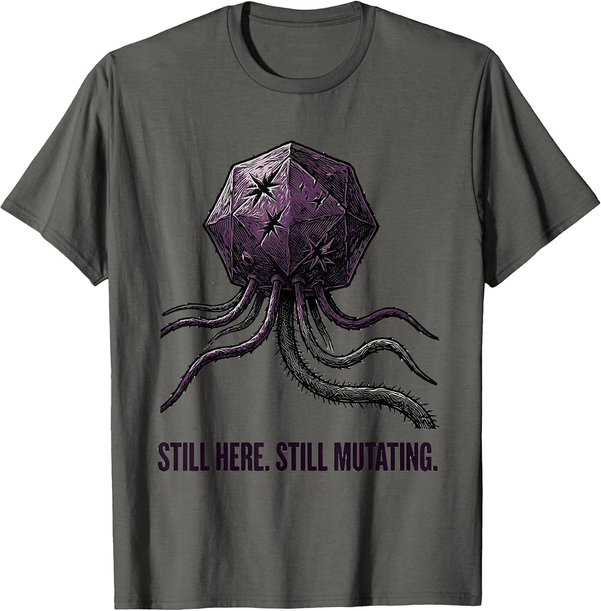 Men's Still Here Still Mutating Funny Lab Week Biologist T-Shirt - Asphalt Grey