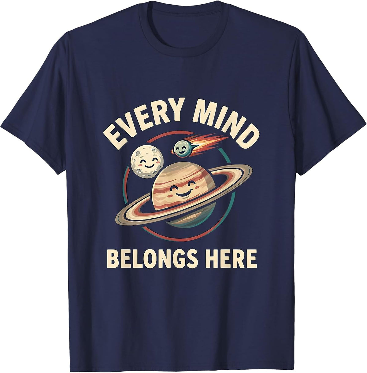 Men's Every Mind Belongs Here Neurodiverse Universe Special Ed T-Shirt - Navy Blue