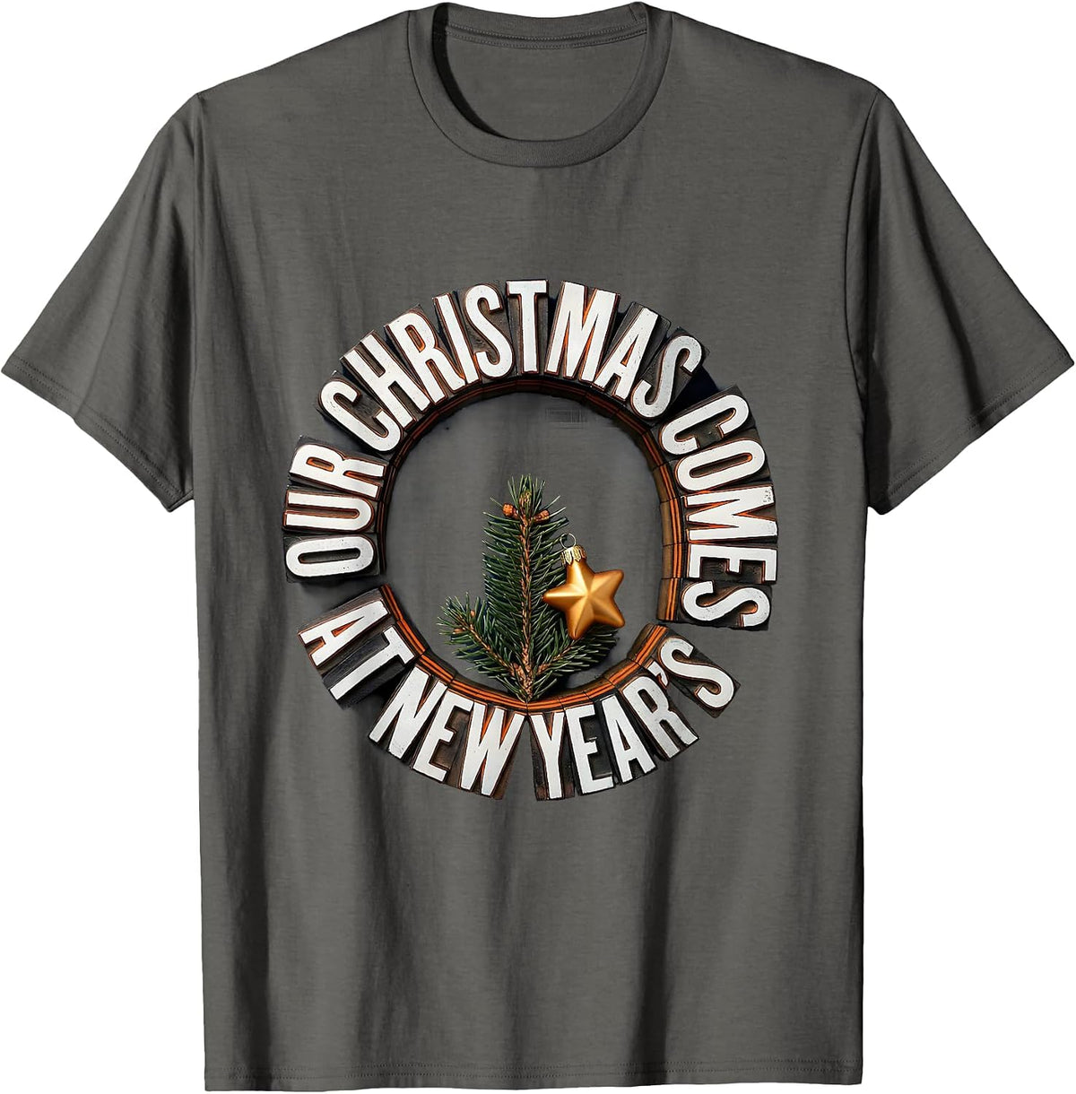 Our Christmas Comes At New Year's Vintage Russian Heritage T-Shirt - Asphalt Grey