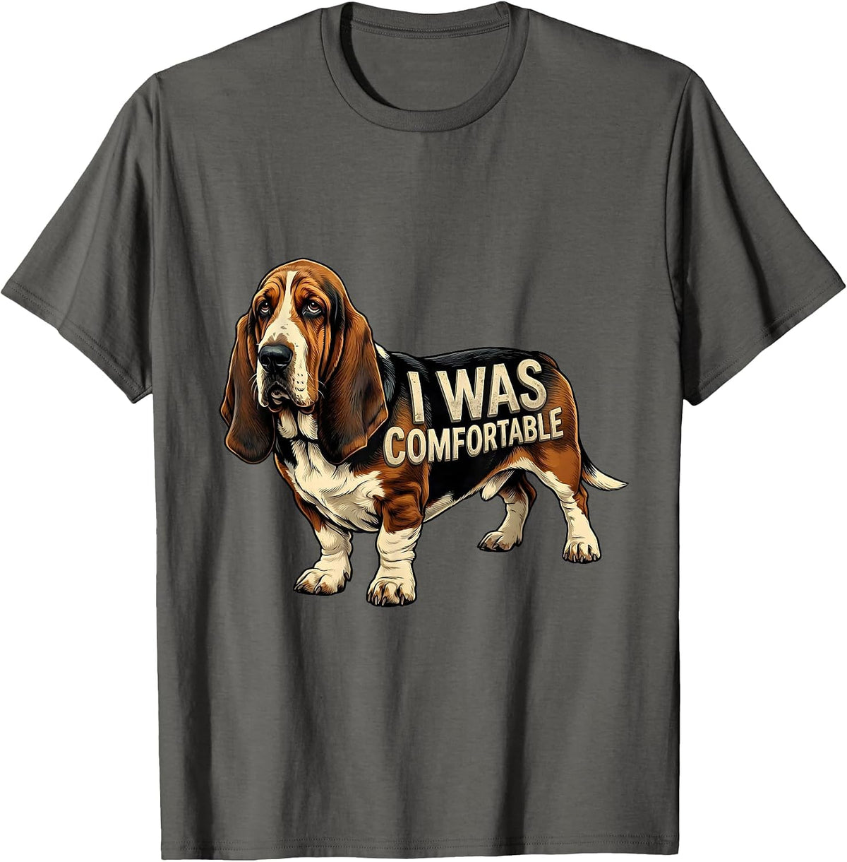 Men's I Was Comfortable Vintage Funny Basset Hound Dog Lover Dad T-Shirt - Asphalt Grey