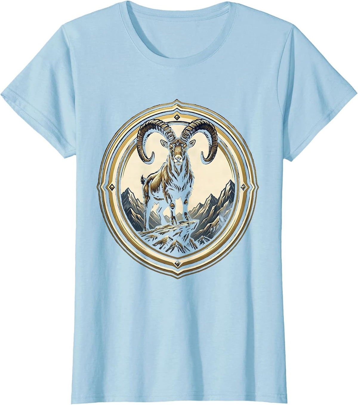 Women's Mountain Goat Cliff Edge Freedom Long Sleeve T-Shirt - Baby Blue