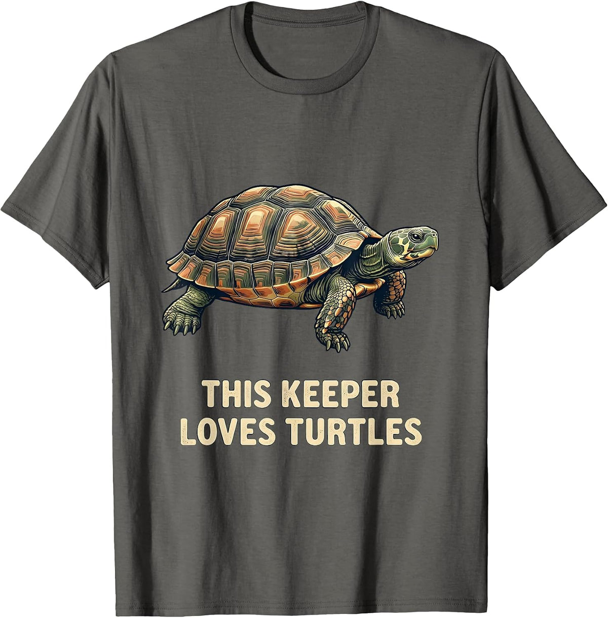 Men's This Keeper Loves Turtles Vintage Turtle Lover Gift T-Shirt - Asphalt Grey