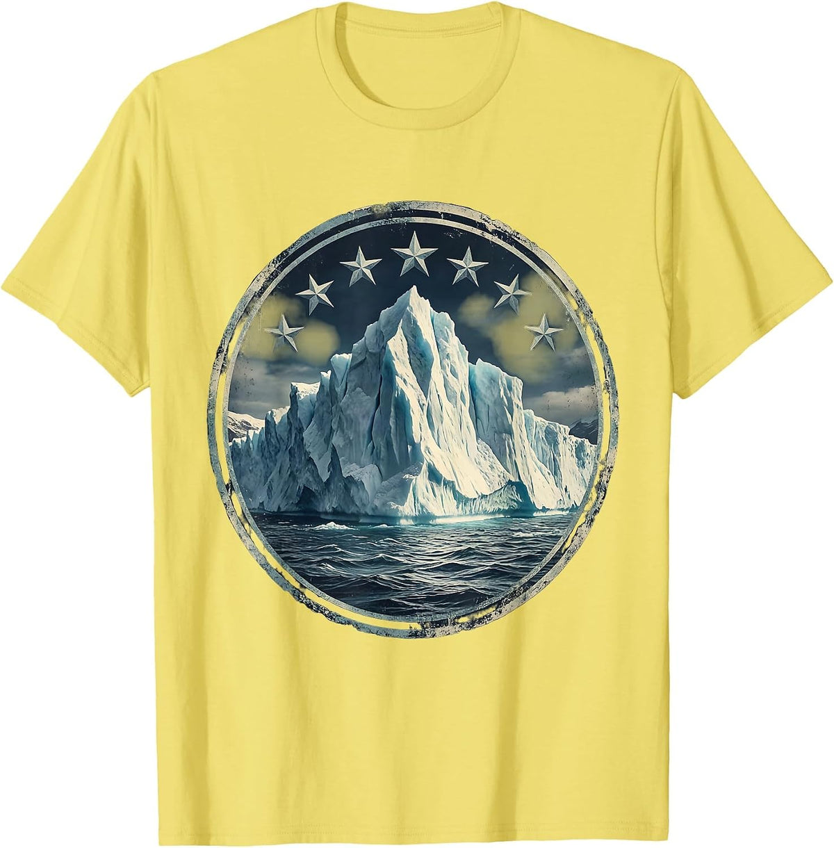 Men's Iceberg Starry Night Sky Cruise Design T-Shirt - Lemon Yellow