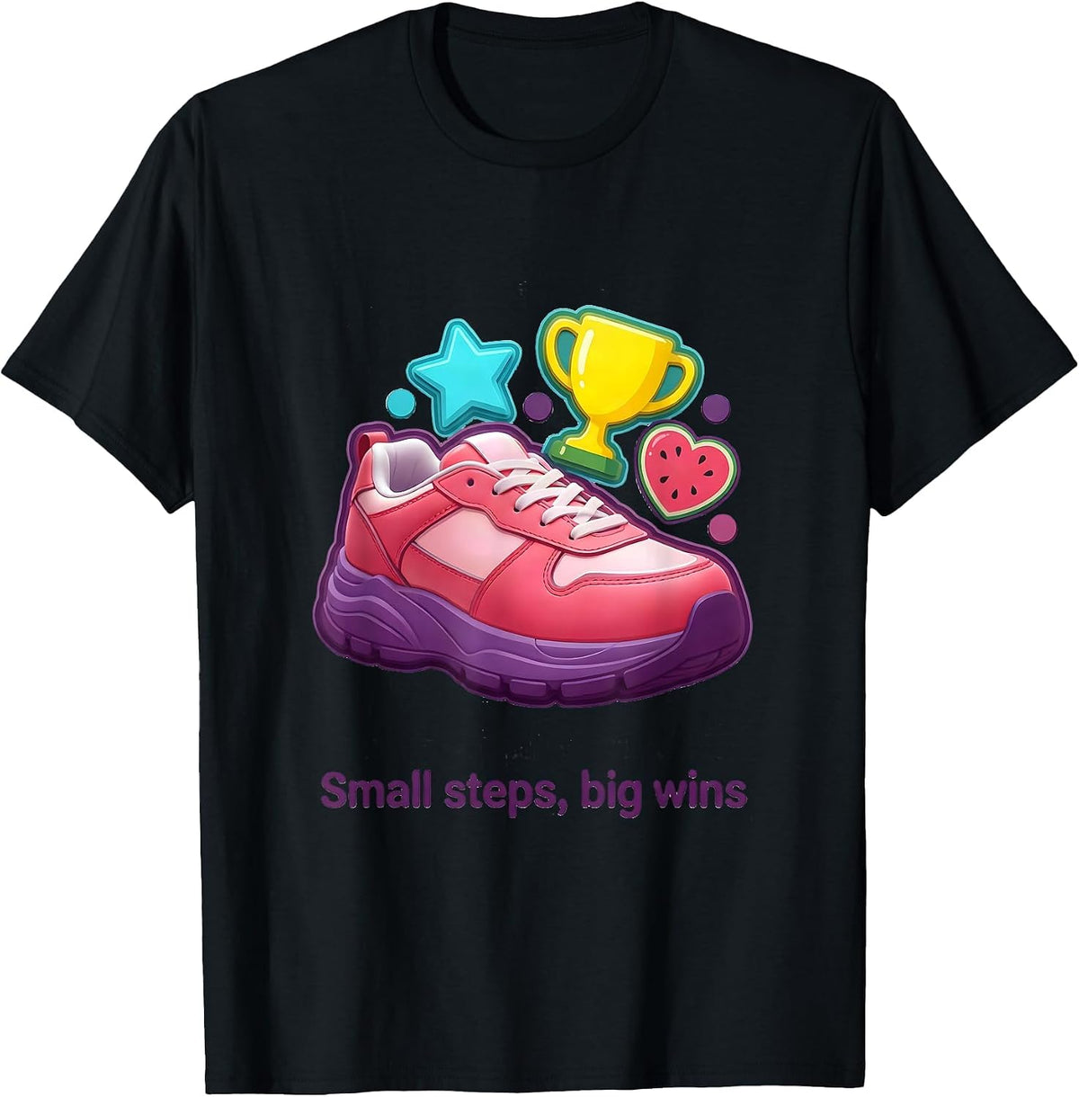 Men's Small Steps Big Wins Special Education Design T-Shirt - Black