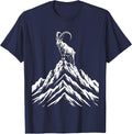 Capricorn Mountain Goat Snowy Peak Zodiac T-Shirt - Navy Blue