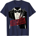 Looking Sharp Feeling Sharper Tuxedo Design T-Shirt - Navy Blue