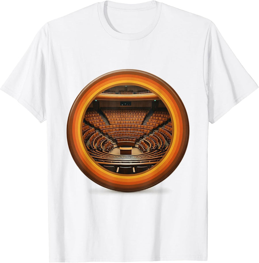 Classic Lecture Hall Illustration College Design T-Shirt - White