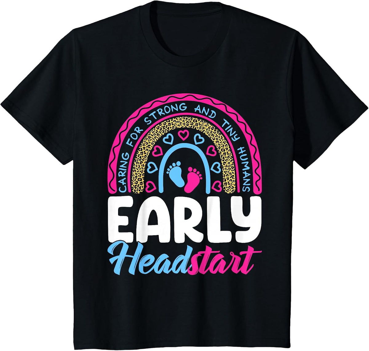 Early Headstart Teacher Head Start Leopard Back to School T-Shirt - Black