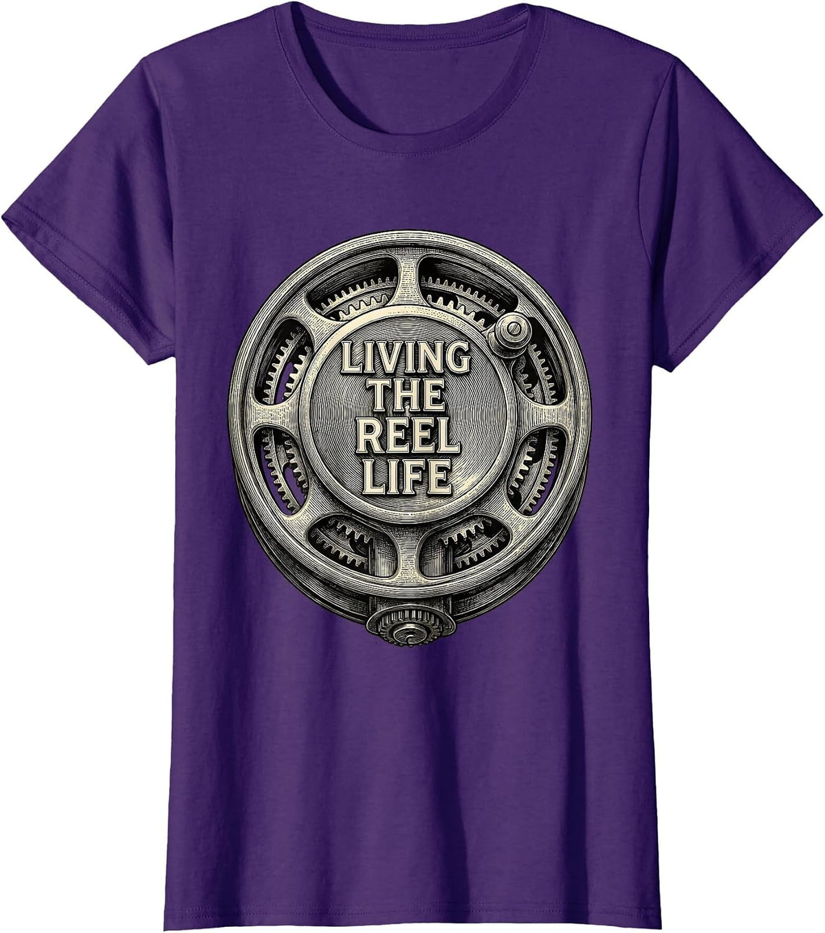 Women's Living the Reel Life Funny Fishing Design T-Shirt - Purple