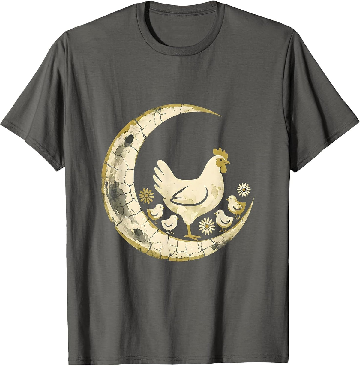 Men's Mother Hen and Chicks Illustration T-Shirt - Asphalt Grey