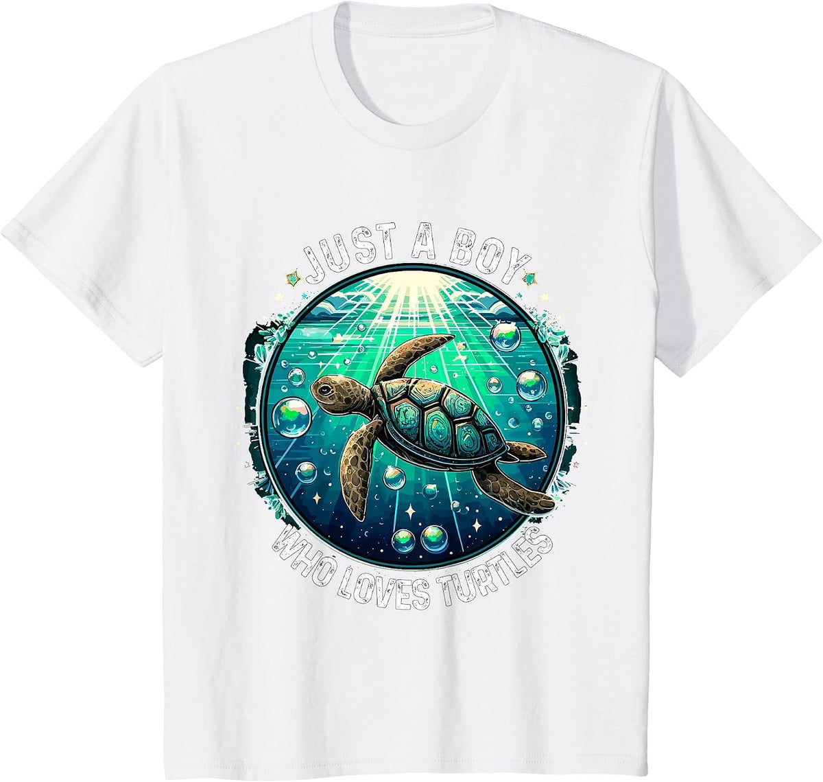 Just a Boy who Loves Turtles Sea Turtle T-Shirt - White
