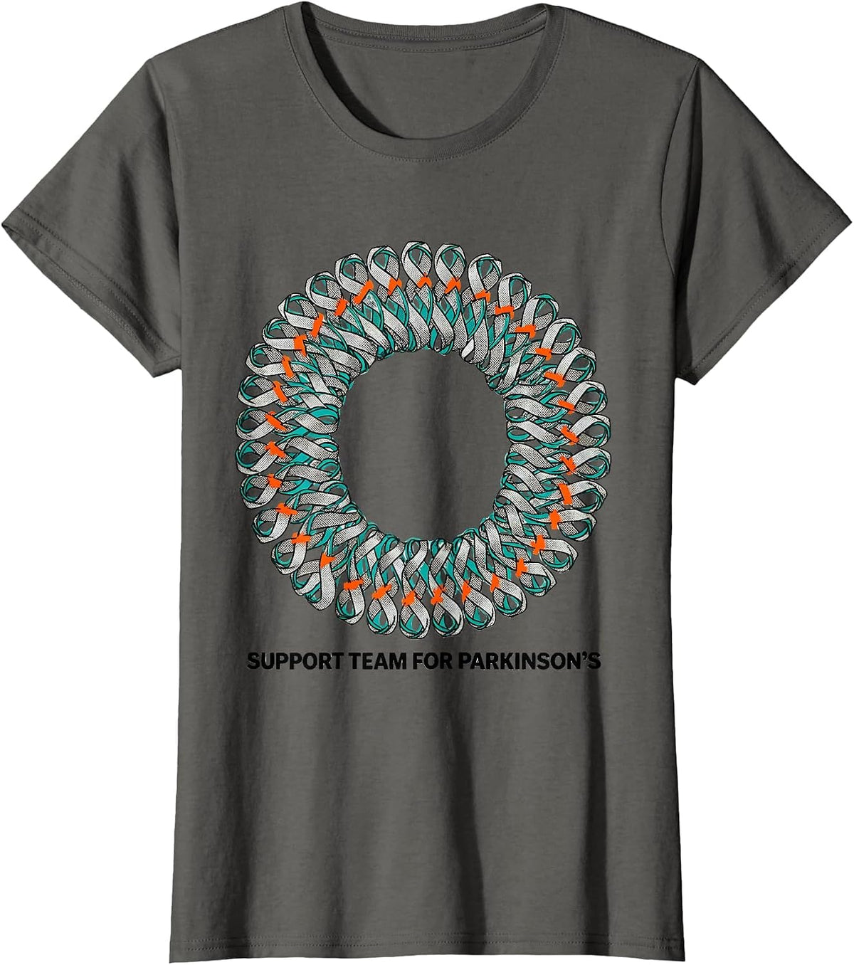 Women's Support Team For Parkinson's Awareness Ribbon Support Squad T-Shirt - Asphalt Grey