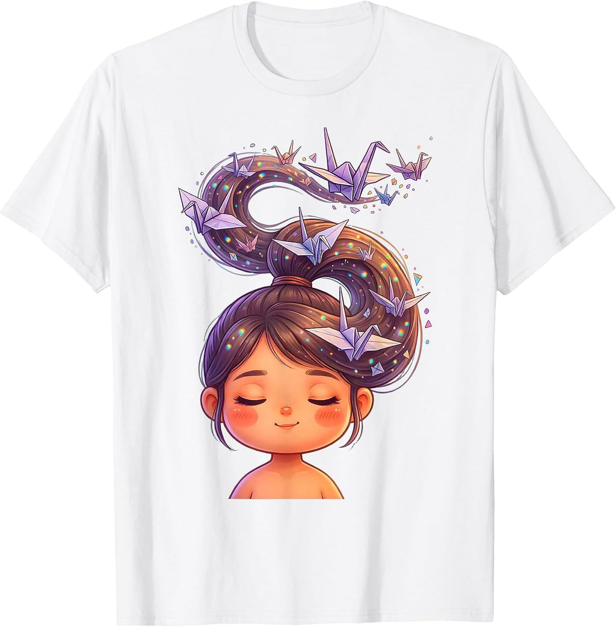 Men's Autism Awareness Origami Crane Ponytail Art T-Shirt - White