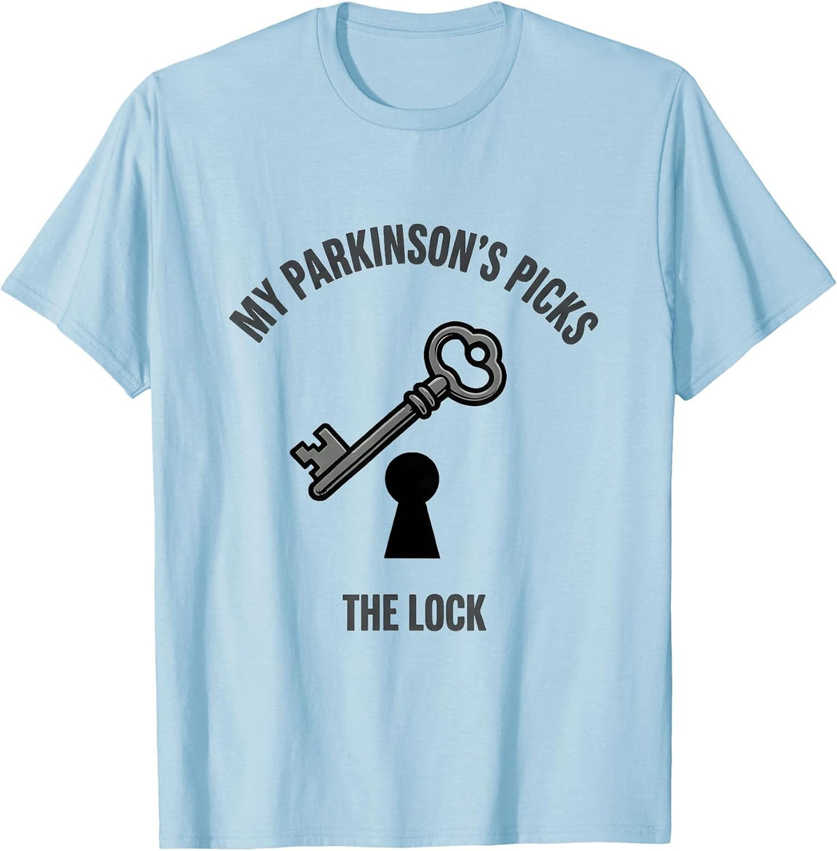 Men's My Parkinson's Picks The Lock Defiant Awareness Support T-Shirt - Baby Blue