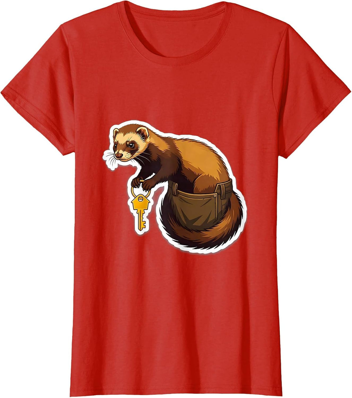 Women's Ferret Hauling Key Funny Ferret Lover Gift T-Shirt - Red