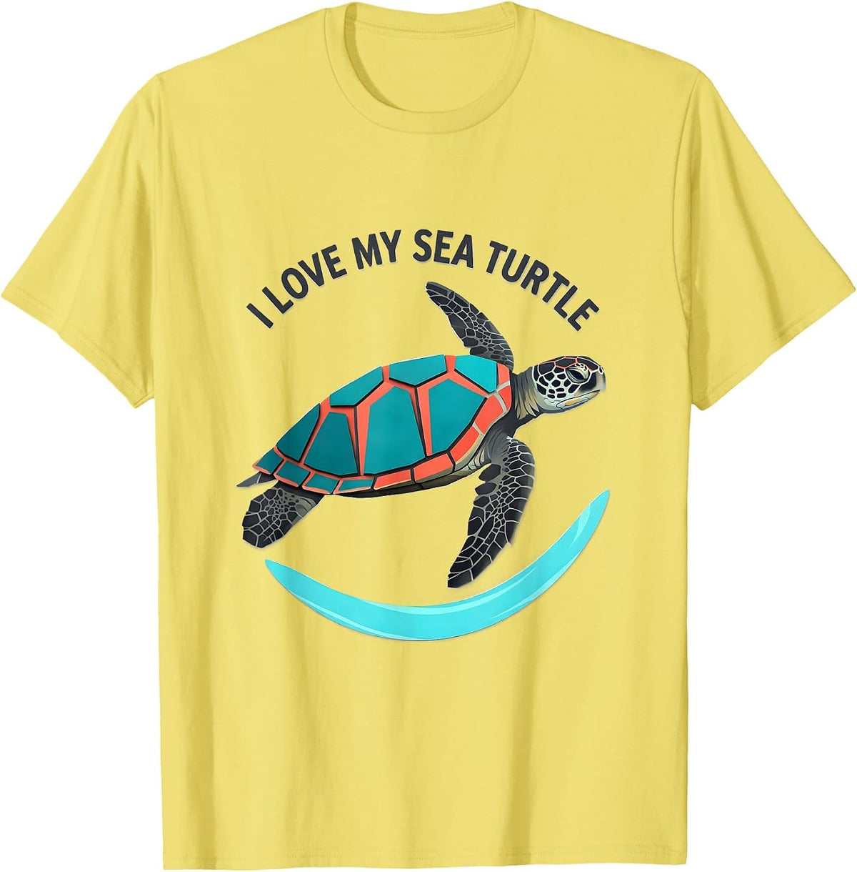 Men's I Love My Sea Turtle Midcentury Modern Ocean Animal Lover T-Shirt - Lemon Yellow