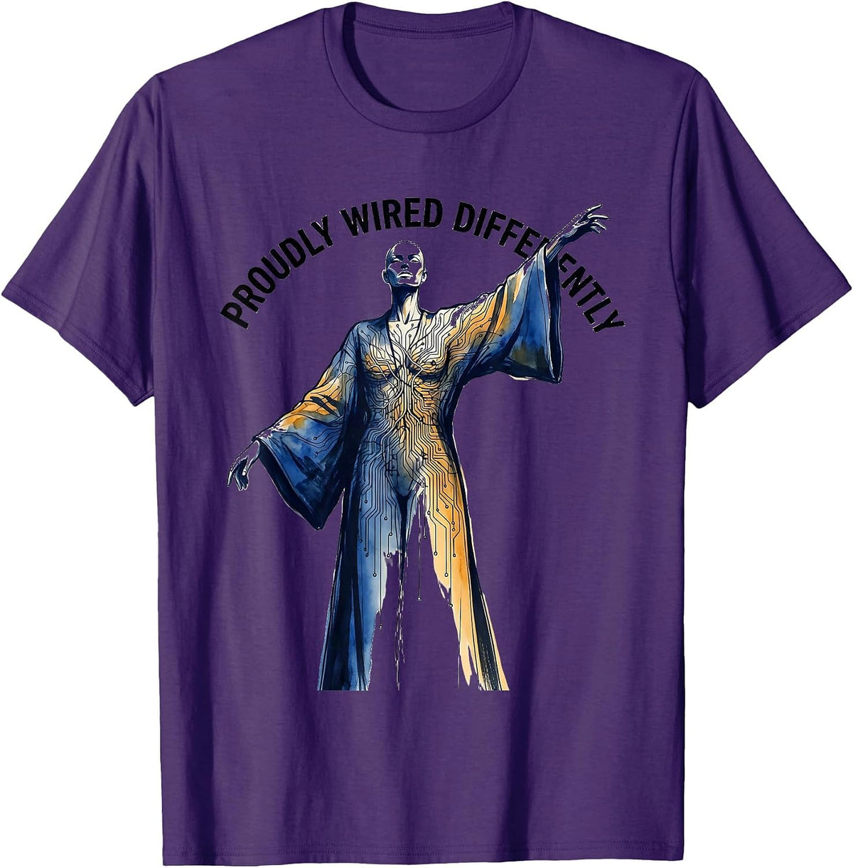 Proudly Wired Differently Autism Awareness Design T-Shirt - Purple