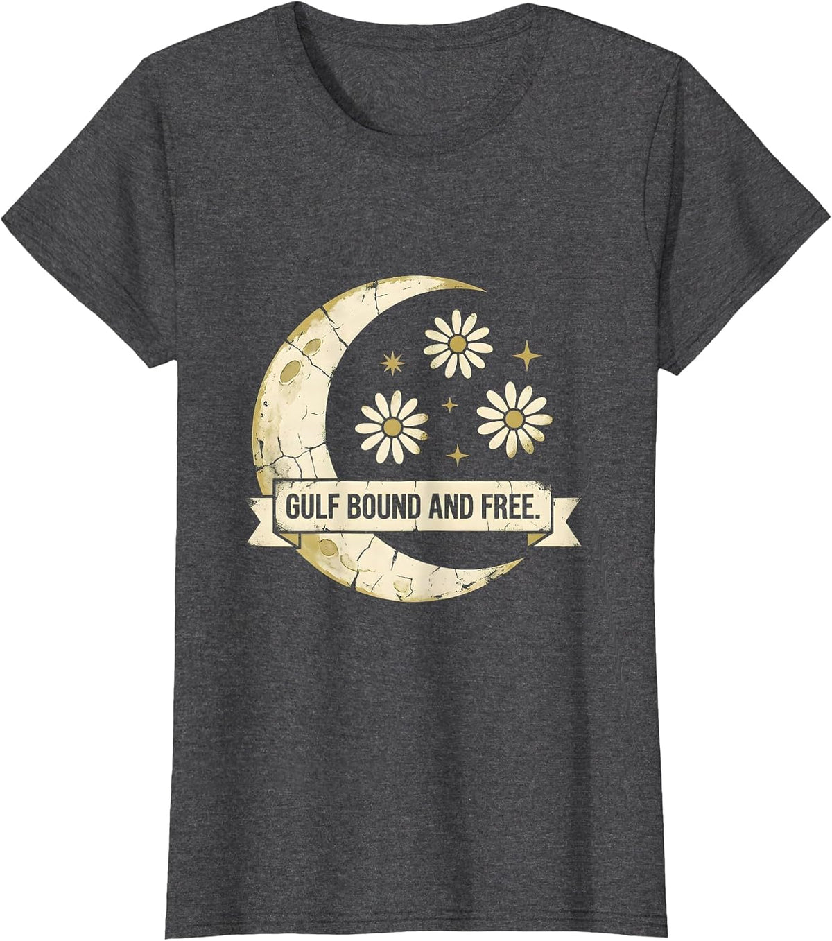 Women's Gulf Bound and Free Gulf of Mexico Design T-Shirt - Dark Heather Grey