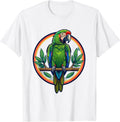Puerto Rican Parrot Perched on Branch Illustration T-Shirt - White