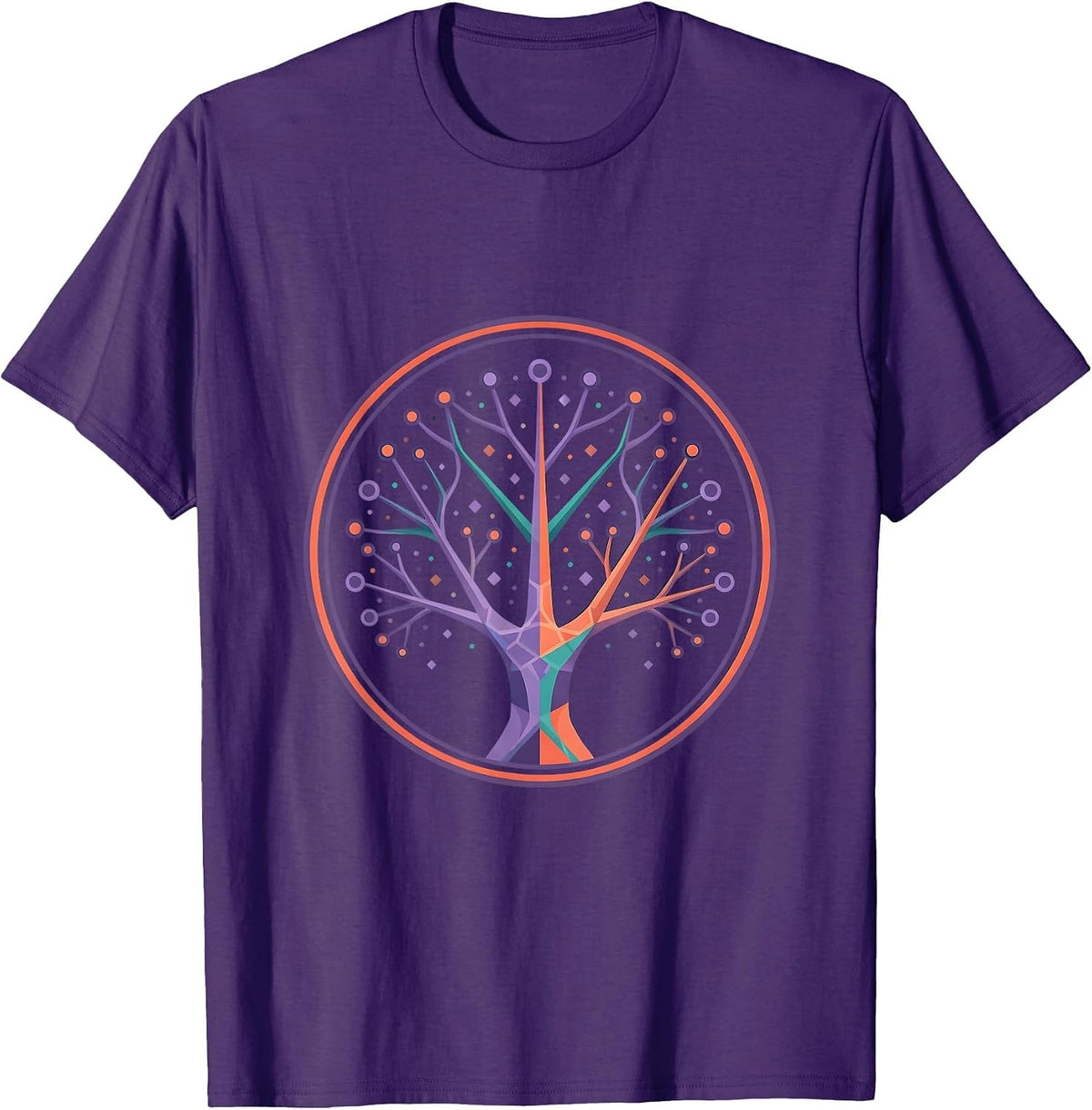 Men's Autism Awareness Neuron Glowing Tree of Light T-Shirt - Purple