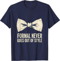 Formal Never Goes Out of Style Tuxedo Design T-Shirt - Navy Blue