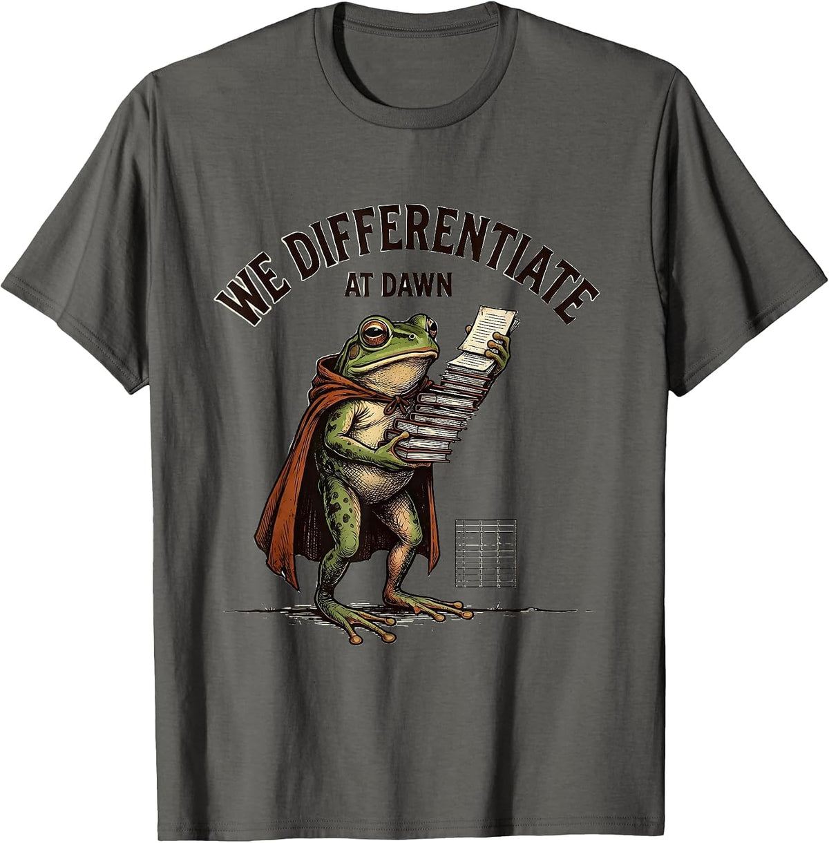 Men's We Differentiate At Dawn Vintage Frog Teacher Back To School T-Shirt - Asphalt Grey