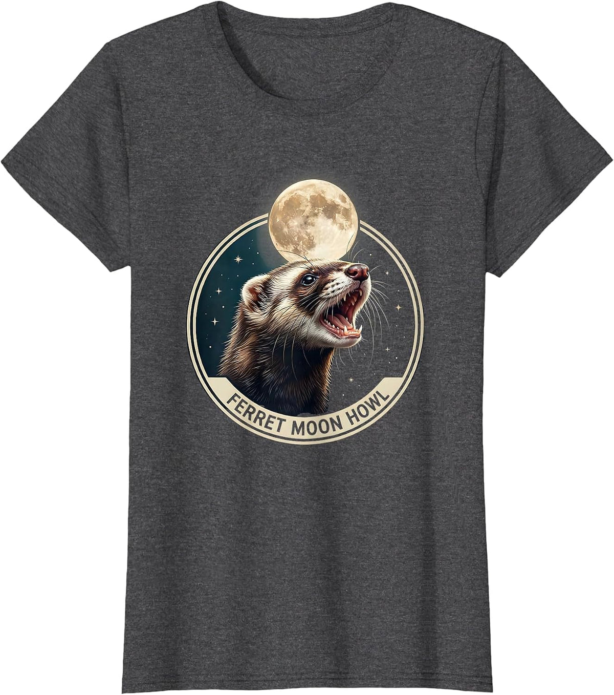 Women's Ferret Moon Howl Funny Ferret Lover Pet Owner Gift T-Shirt - Dark Heather Grey